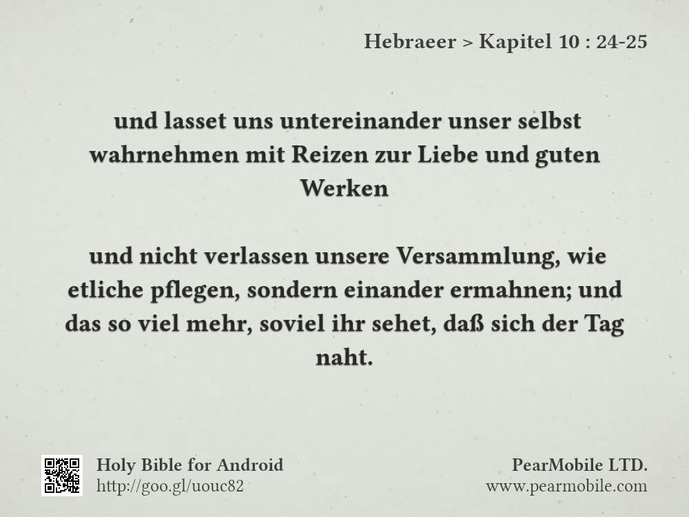 Hebraeer, Kapitel 10:24-25